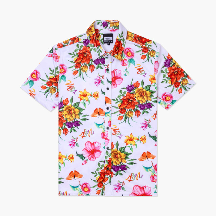 Aqua Terra Floral Watercolor Tech Button up