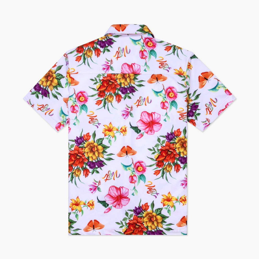 Aqua Terra Floral Watercolor Tech Button up