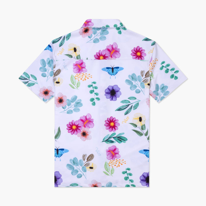 Aqua Terra Floral Watercolor Tech Button up