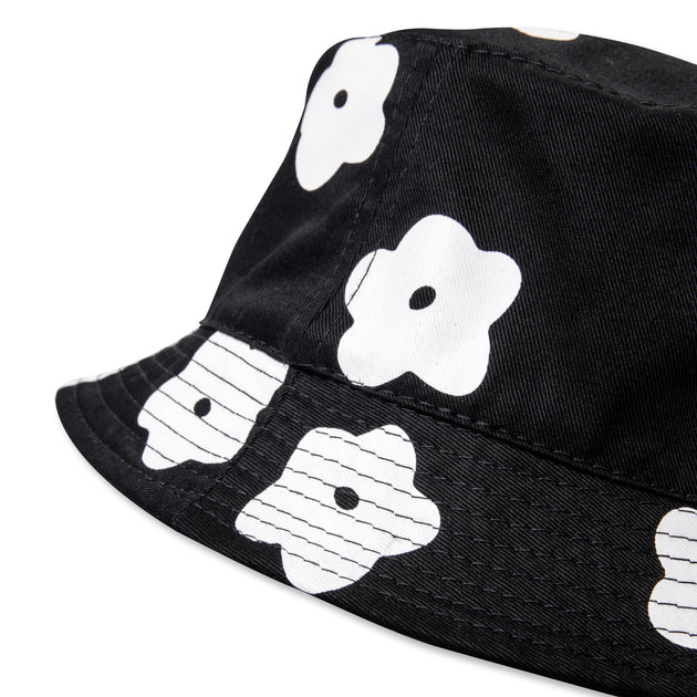 Bucket Hat Black and White Polka Dot Print