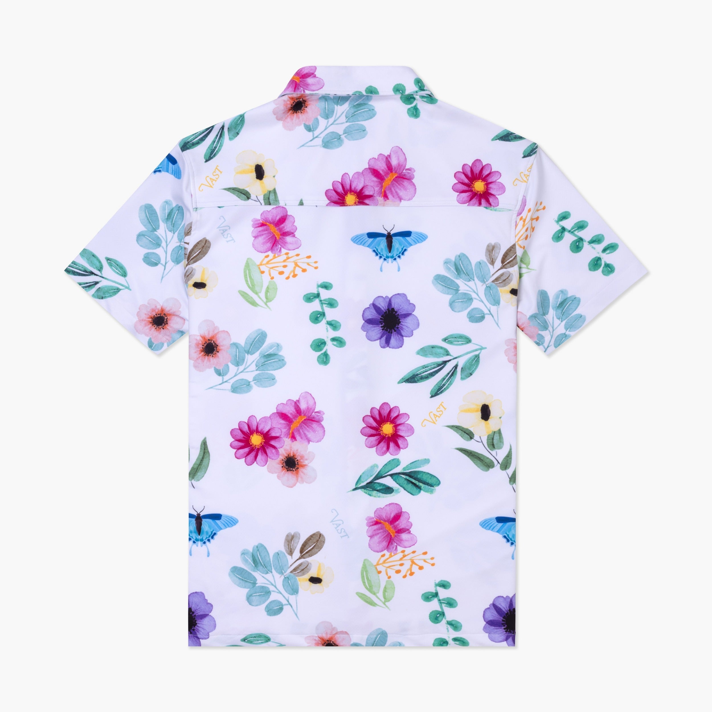 Aqua Terra Floral Watercolor Tech Button up