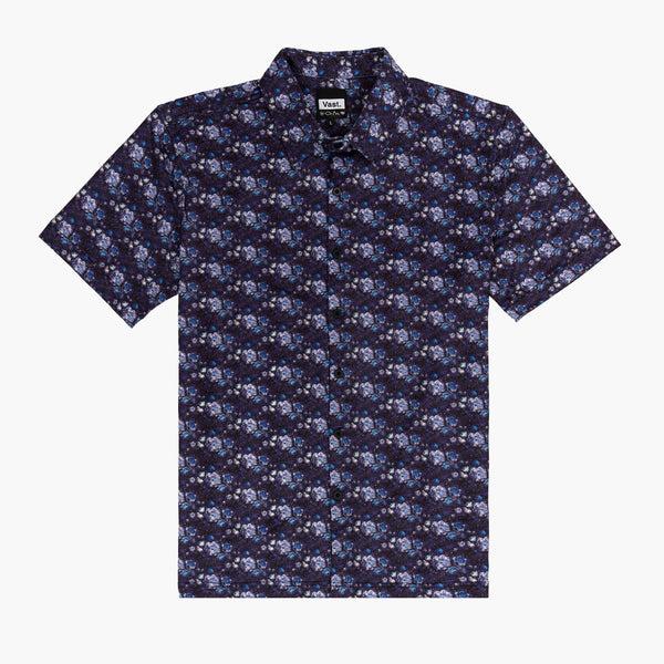 Digi Floral Blues Aqua Terra Button Up