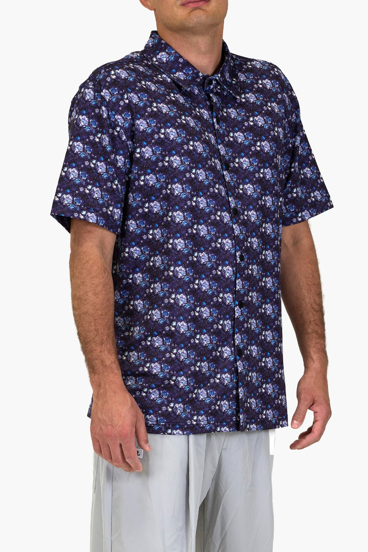 Digi Floral Blues Aqua Terra Button Up