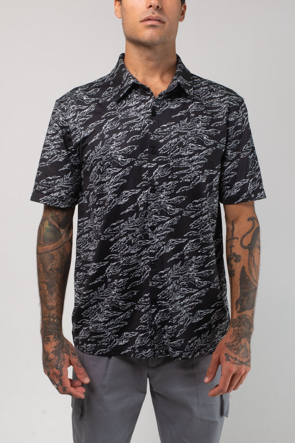 Aqua Terra Midnight Camo Tech Button Up