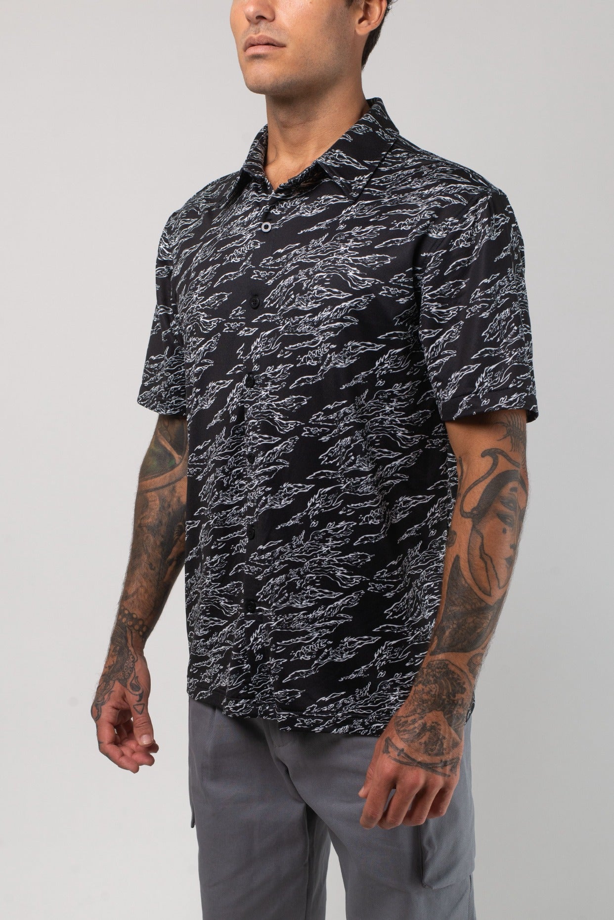 Aqua Terra Midnight Camo Tech Button Up