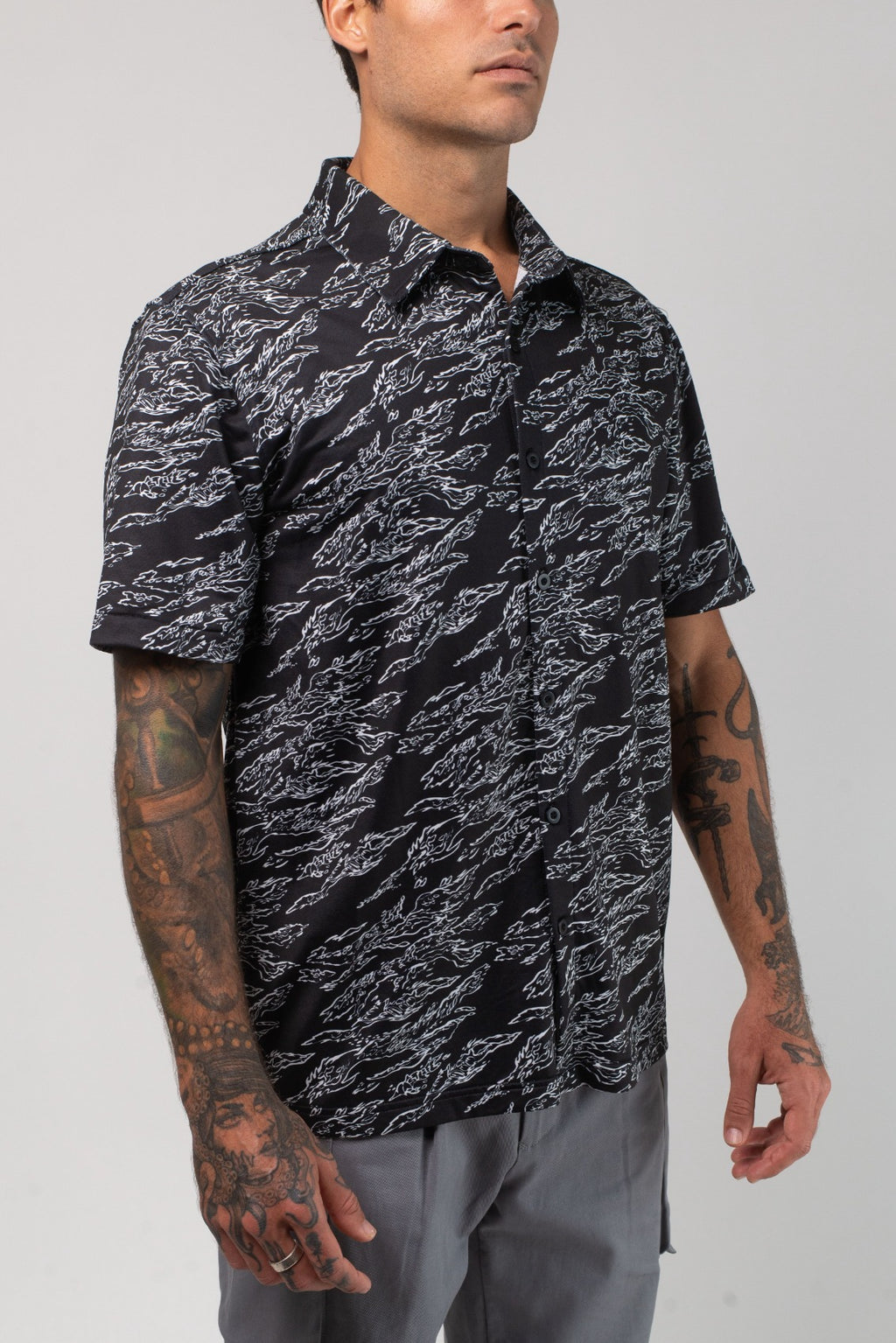 Aqua Terra Midnight Camo Tech Button Up