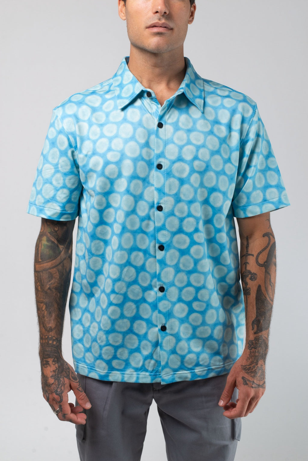 Aqua Terra Mid Century Modern Tech Button Up