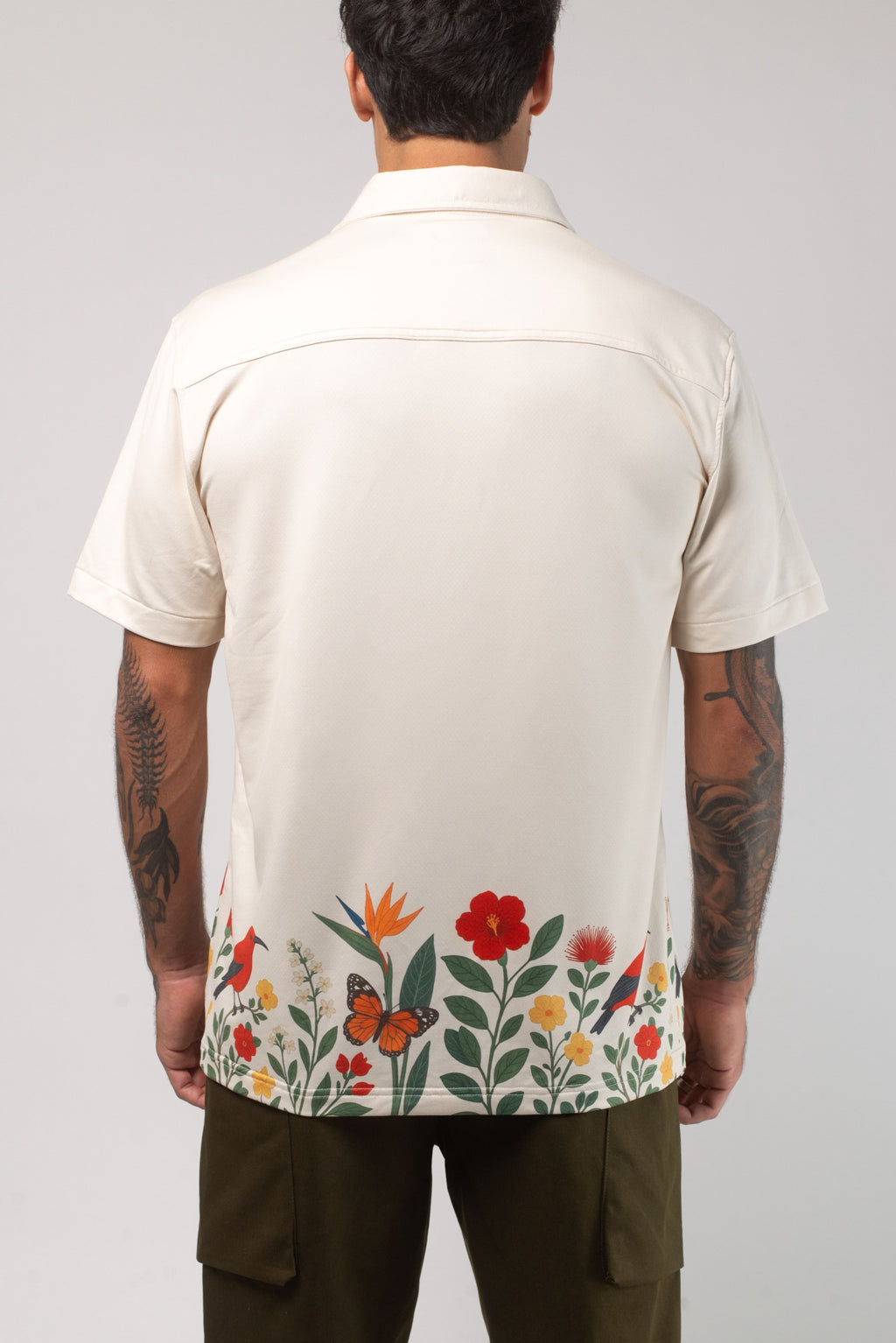 Aqua Terra Floral Fauna and Forest Tech Button Up