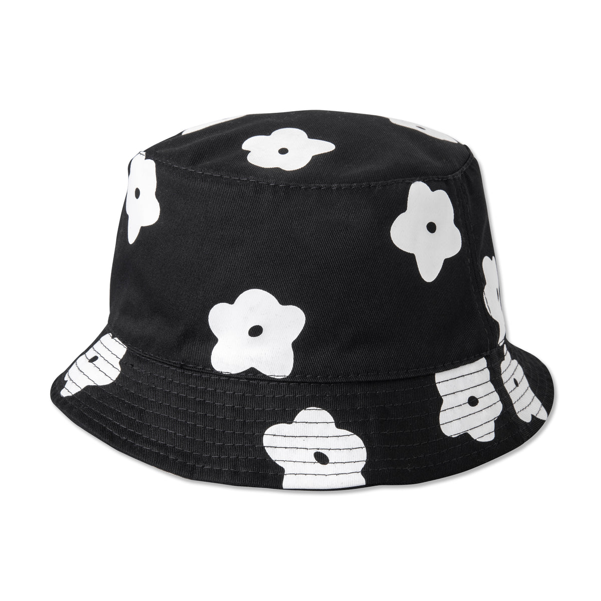 Alice + Olivia Black Daisy Floral Print/ White Reversible Bucket Hat NWT Resort! WT-FP-81-101666-OUT-FT-  main image 2